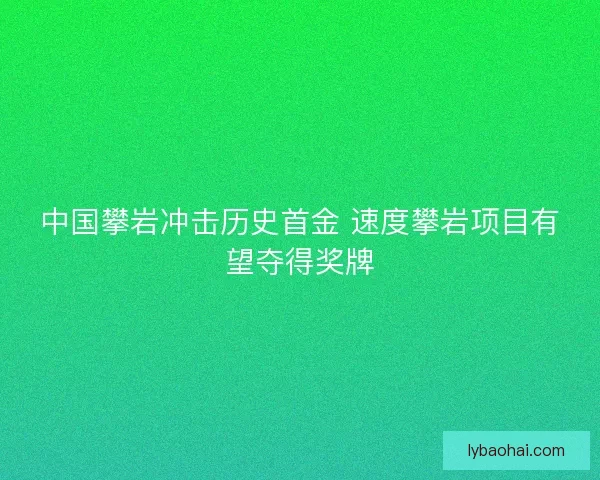 中国攀岩冲击历史首金 速度攀岩项目有望夺得奖牌